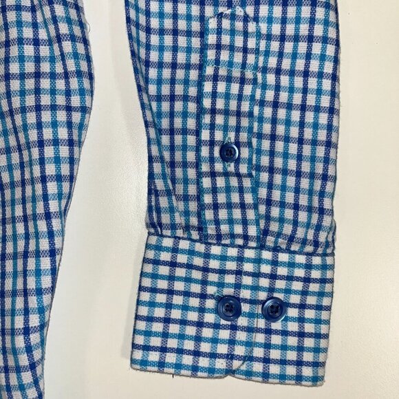 Newberry Shirt Boys Size 8 Blue White Plaid Cotton Collar Button Down Casual - Picture 3 of 8